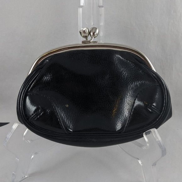 Express Handbags - Express Faux Leather Frame Coin Purse in Black